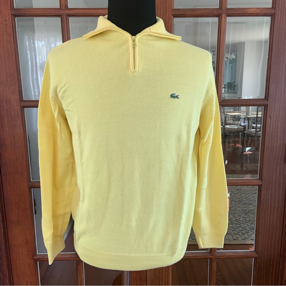 Lacoste Men’s Yellow Half Zipper Sweater Medium